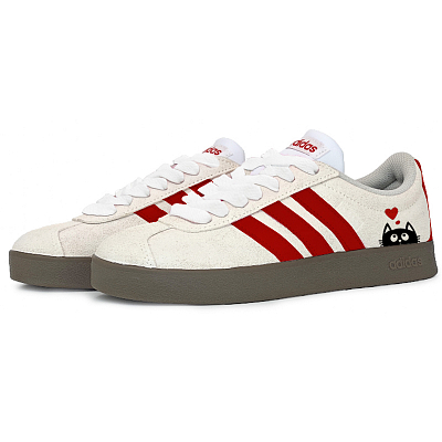 Adidas Neo VL Court 2.0 Wear-Resistant Slip-Resistant Low-Top Skateboard Shoes Women's Gray Red