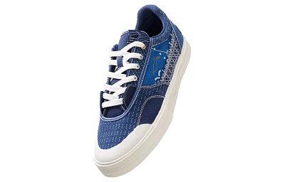 LiNing 50/50 Job Interview Vintage Fabric Durable Breathable Low-Top Skateboard Shoes Men's Blue White