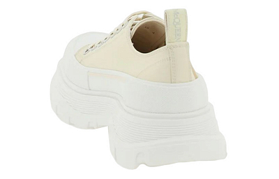 Alexander McQueen Tread Slick Low Lace Up Beige Women's