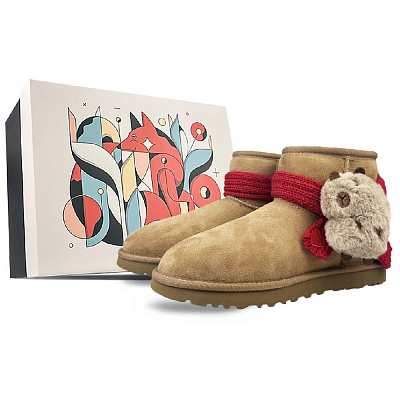 UGG CLASSIC MINI Gift Box Set Short Snow Boots Women's Chestnut