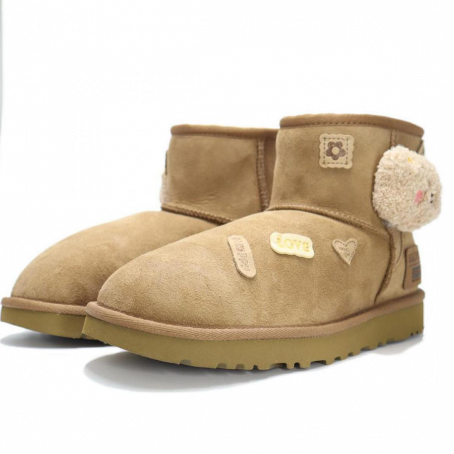 UGG CLASSIC MINI Bear Short Snow Boots Women's Brown