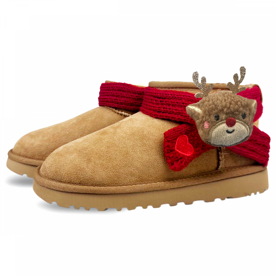 UGG CLASSIC ULTRA MINI Warm Slip-Resistant Ankle-Length Snow Boots Women's Chestnut