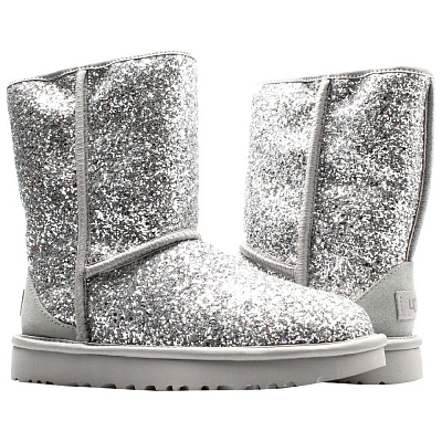 UGG Australia Short Snow Boots Unisex Silver