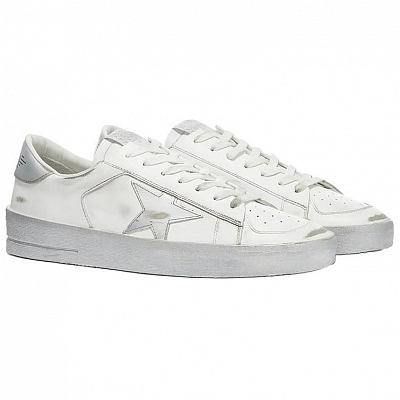 Golden Goose Stardan Low Top Stylish Skateboarding Shoes Men's White Vintage Version