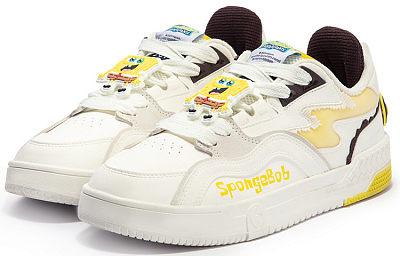 361° X SpongeBob SquarePants Co branded Series Skateboard Shoes Men Low Top Feather White/Acid Yellow