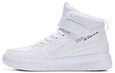 361° Warm Anti-Slip And Wear-Resistant High-Top Skateboard Shoes Men's White Fleece-Lined