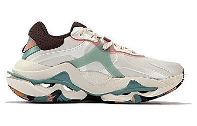 361° Wind Swirl Slip Resistant, Abrasion Resistant, Cushioning, Lightweight Low Top Running Shoes Women's White Cyan