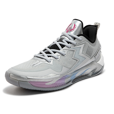 361° BIG3 5.0 Quick PRO Basketball Shoes Men Low-Top Silver White/Obsidian Black