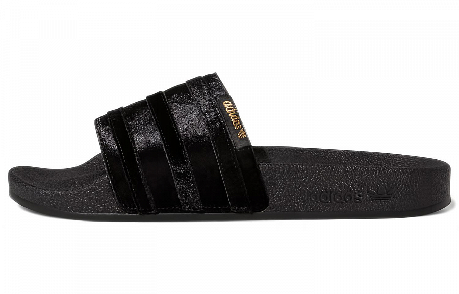 Adilette Women's Adidas Originals Slide 'Black Gold Metallic' Women's купить в интернет-магазине Yoocart с быстрой доставкой по России.