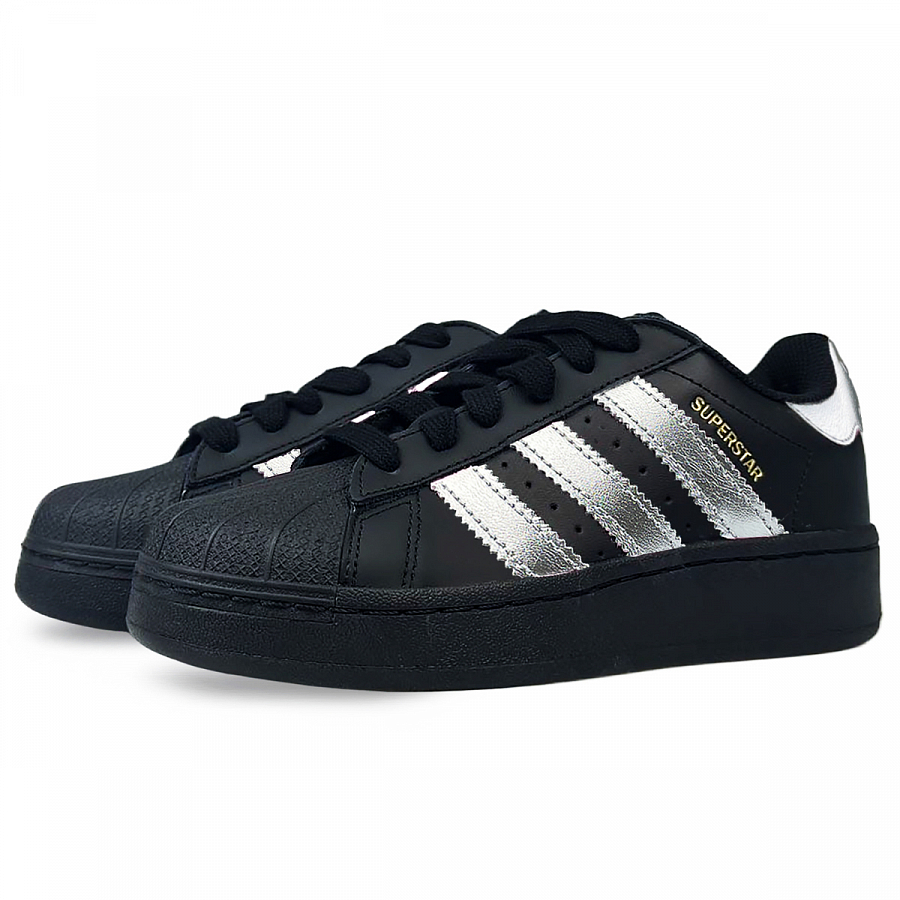 Adidas Originals SUPERSTAR XLG Abrasion Resistant Low Top Skateboard Shoes Unisex Black Silver купить в интернет-магазине Yoocart с быстрой доставкой по России.