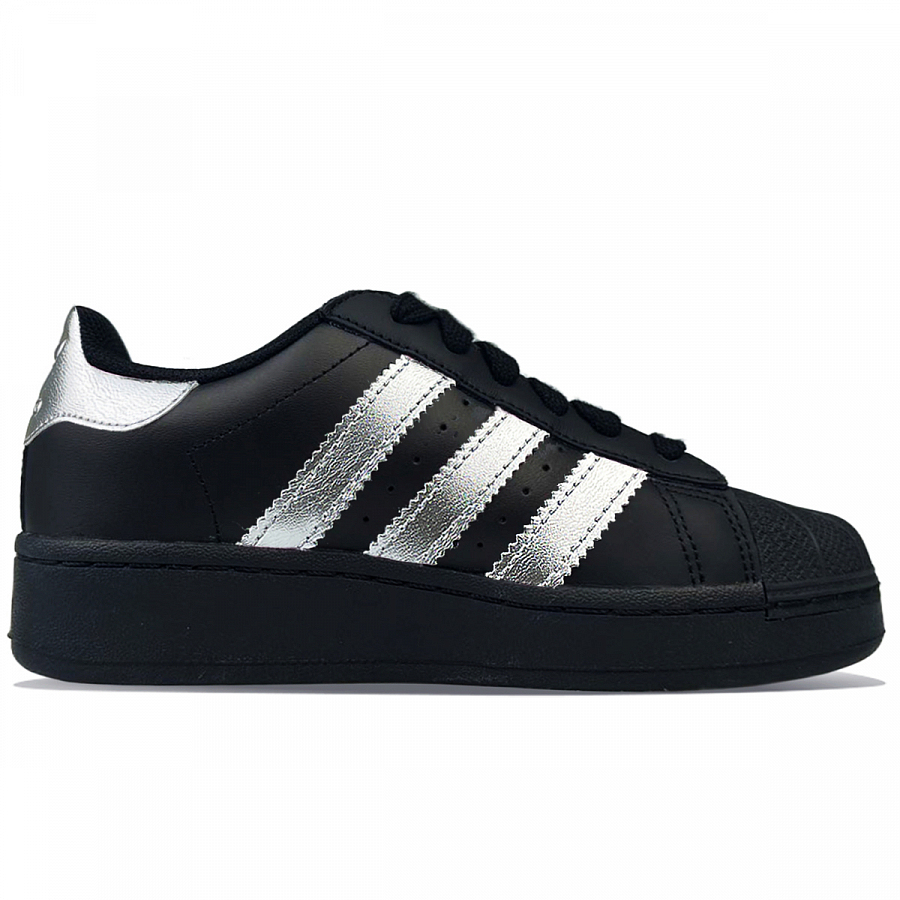 Adidas Originals SUPERSTAR XLG Abrasion Resistant Low Top Skateboard Shoes Unisex Black Silver купить в интернет-магазине Yoocart с быстрой доставкой по России.