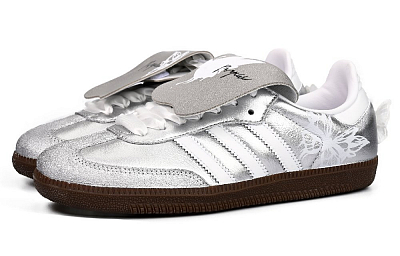 Adidas Originals SAMBA OG Cold Silver Butterfly Vlad Low Top Skateboard Shoes Unisex Silver