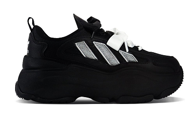 Adidas Originals OZGAIA Anti-Slip And Wear-Resistant Height Increasing Low-Top Casual Shoes Women's Black Silver