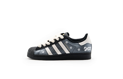 Adidas Originals SUPERSTAR Anti-Slip Wear-Resistant Low-Top Skateboard Shoes Unisex Black Silver