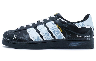 Adidas Originals SUPERSTAR Wear-Resistant Slip-Resistant Low-Top Skateboard Shoes Unisex Black Blue
