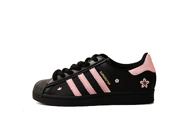 Adidas Originals SUPERSTAR Abrasion-Resistant Slip-Resistant Low-Top Skateboard Shoes Unisex Black Pink