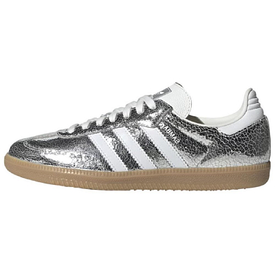 Adidas Samba Og Silver Metallic Cracked Leather Women's