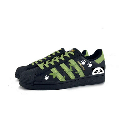 Adidas Originals SUPERSTAR Anti-Slip Wear-Resistant Low-Top Skateboard Shoes Unisex Black White Green