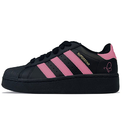 Adidas Originals SUPERSTAR XLG Anti-Slip Wear-Resistant Low-Top Skateboard Shoes Unisex Black Pink