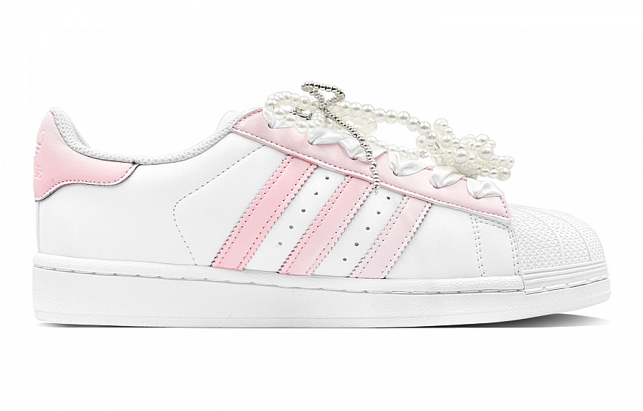 Adidas Originals SUPERSTAR Anti-Slip Wear-Resistant Low-Top Skateboard Shoes Unisex White Pink