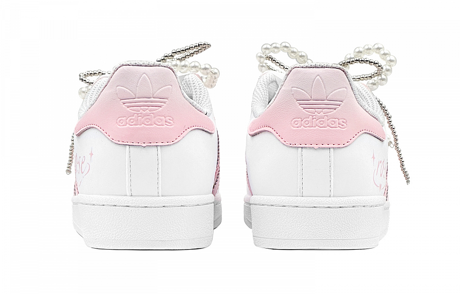 Adidas Originals SUPERSTAR Anti-Slip Wear-Resistant Low-Top Skateboard Shoes Unisex White Pink