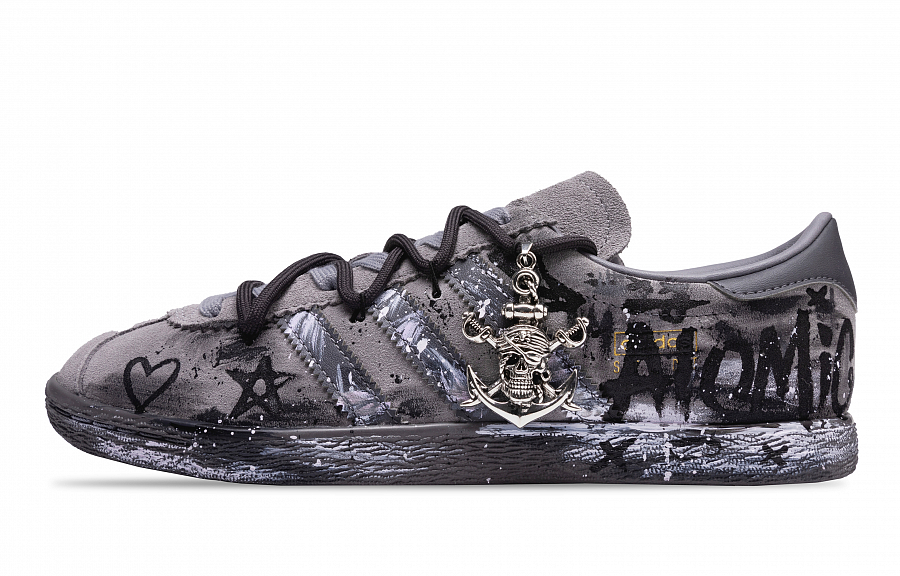 Adidas Originals Stadt Anti-Slip Wear-Resistant Low-Top Skateboard Shoes Unisex Black Gray Silver