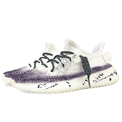 Adidas Originals Yeezy Boost 350 V2 Abrasion-Resistant Low-Top Casual Shoes Unisex White Purple