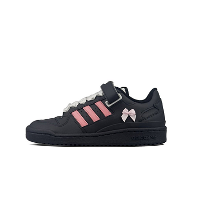 Adidas Originals FORUM Anti-Slip Wear-Resistant Low-Top Skateboard Shoes Unisex Black Pink