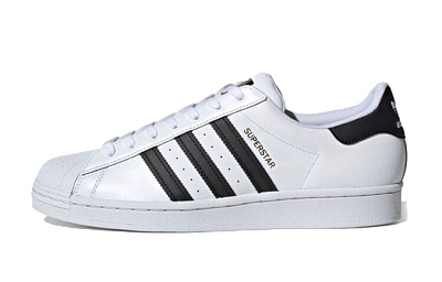 Adidas Originals Superstar Romantic Heart Bear Blue And White Ink Wash Blurred Low-Top Skateboard Shoes Unisex Blue