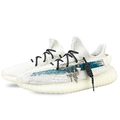 Adidas Originals Yeezy Boost 350 V2 Abrasion-Resistant Low-Top Casual Shoes Unisex White Blue