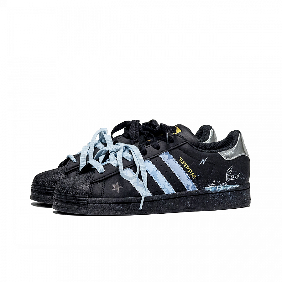 Adidas Originals SUPERSTAR Anti-Slip Wear-Resistant Low-Top Skateboard Shoes Unisex Black Blue