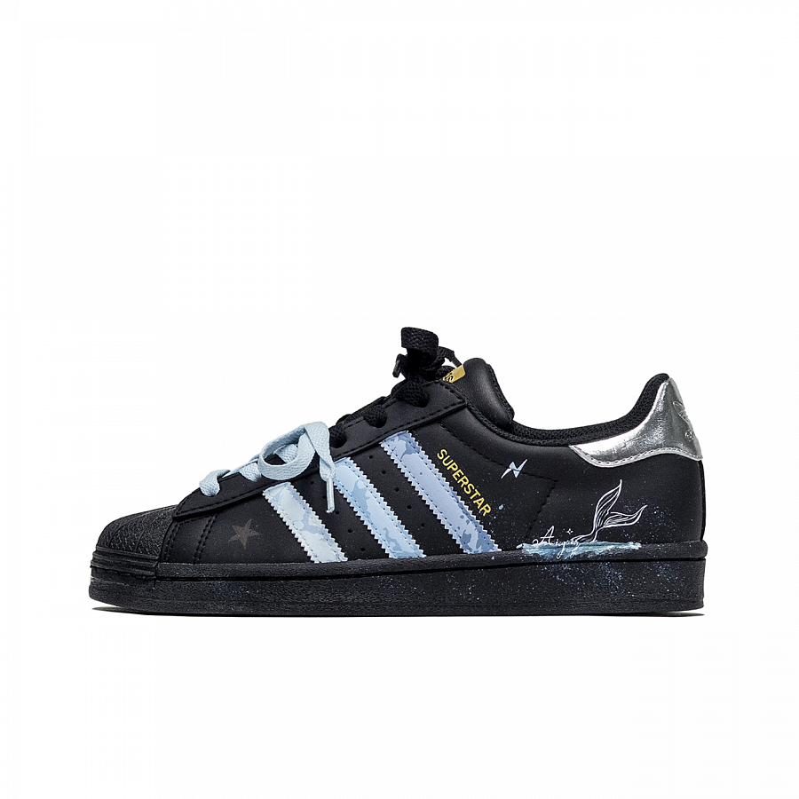 Adidas Originals SUPERSTAR Anti-Slip Wear-Resistant Low-Top Skateboard Shoes Unisex Black Blue