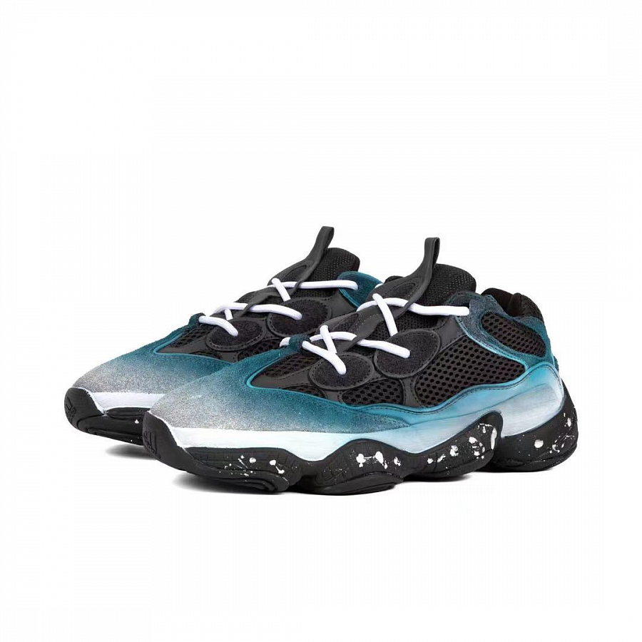 Adidas Originals Yeezy 500 Durable Breathable Low-Top Chunky Sneakers Unisex Black White Blue