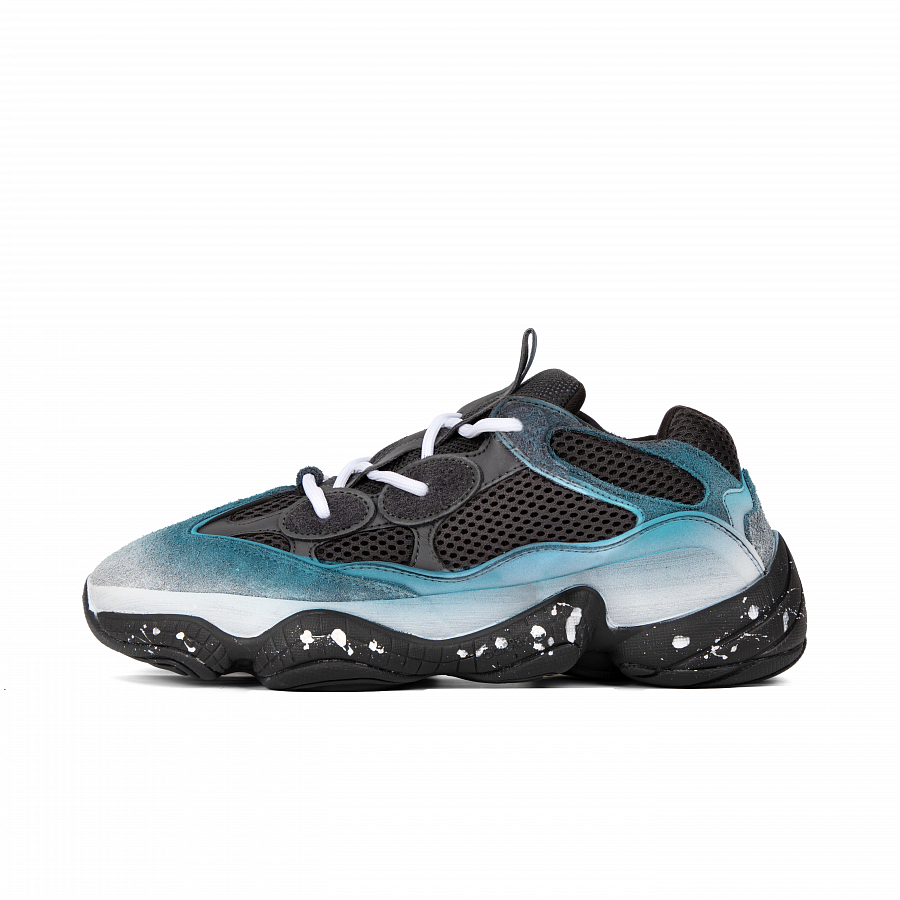 Adidas Originals Yeezy 500 Durable Breathable Low-Top Chunky Sneakers Unisex Black White Blue