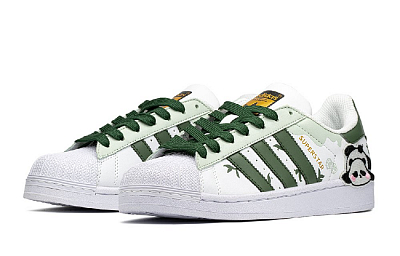 Adidas Originals Superstar Low Top Skateboard Shoes Unisex White Green