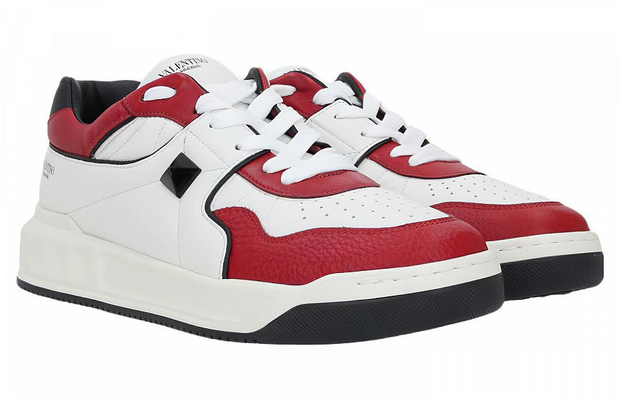 Valentino GARAVANI Low Top Stylish Skateboarding Shoes Men's White Red