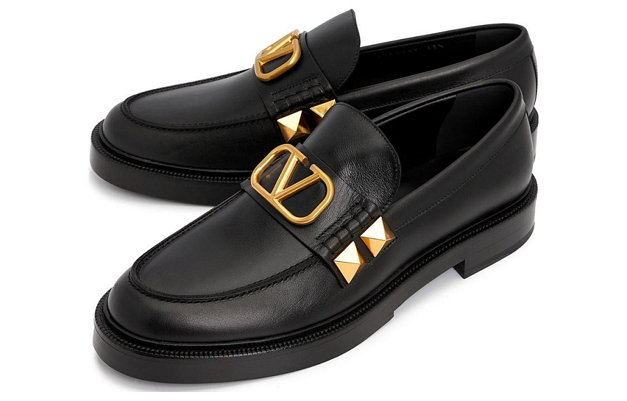 Valentino Garavani Stud Sign Leather Loafers
