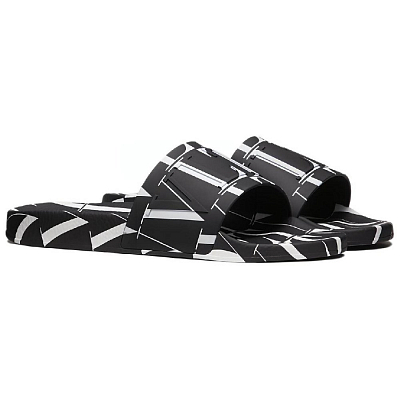 Valentino TIMES Quiet Slide Slippers Men's Black White