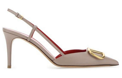 Valentino VLogo Plaque Pointed Toe Slingback Pumps