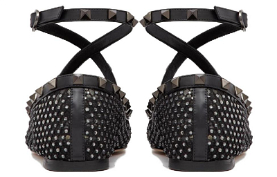 Valentino Garavani Rockstud Rhinestone-embellished Ballerina Shoes
