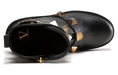 Valentino Garavani Roman Stud Round Toe Combat Boots