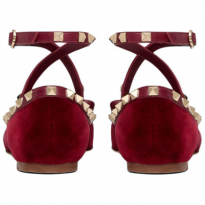 Valentino ROCKSTUD Casual Single Shoes Women's Red
