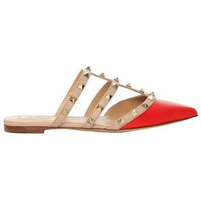 Valentino Rockstud Slip Resistant Closed Toe Slippers Women's Red