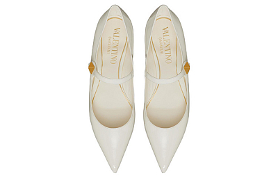 Valentino Tiptoe Enamel Flat Shoes Women's White