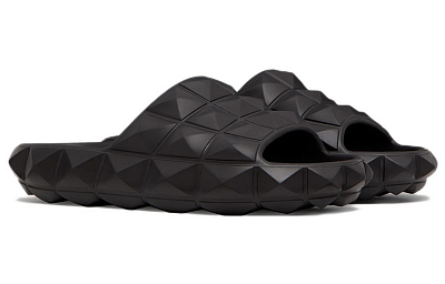 Valentino Roman Stud Turtle Slide Sandal Black Women's