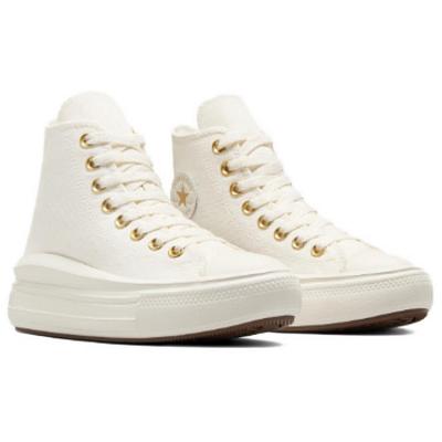 Chuck Taylor All Star Converse Move Platform High GS 'Tonal Canvas - Egret Metallic Light Gold'
