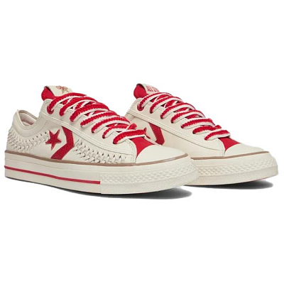 Converse Star Player 76 Anti-Slip Wear-Resistant Low-Top Skateboard Shoes Unisex Beige Red