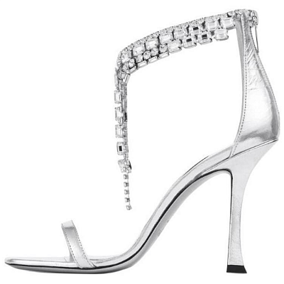 Jimmy Choo Verity One Strap Sandals 10cm Women's Silver