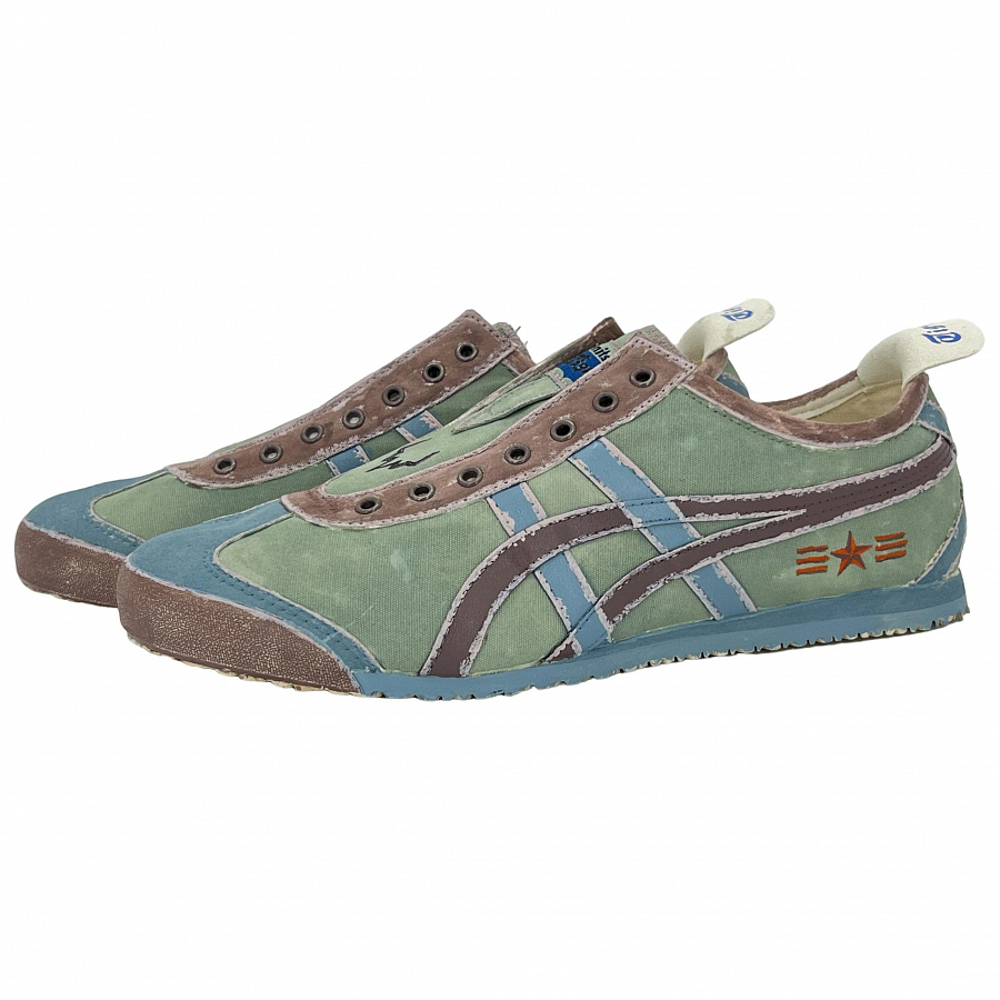 Onitsuka Tiger MEXICO 66 Anti-Slip And Wear-Resistant Breathable Low-Top Casual Shoes Unisex Green Blue