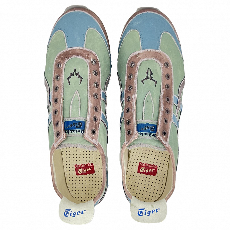 Onitsuka Tiger MEXICO 66 Anti-Slip And Wear-Resistant Breathable Low-Top Casual Shoes Unisex Green Blue